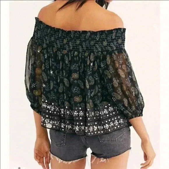 Free People Embellished Off The Shoulder Top - Picture 2 of 3